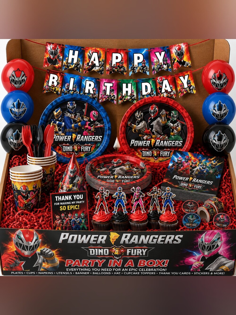 Power Ranger Dino Fury Party In A Box!